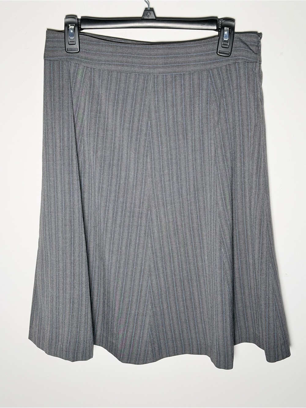 Covington Stretch Gray Pinstriped A-Line Midi Skirt
